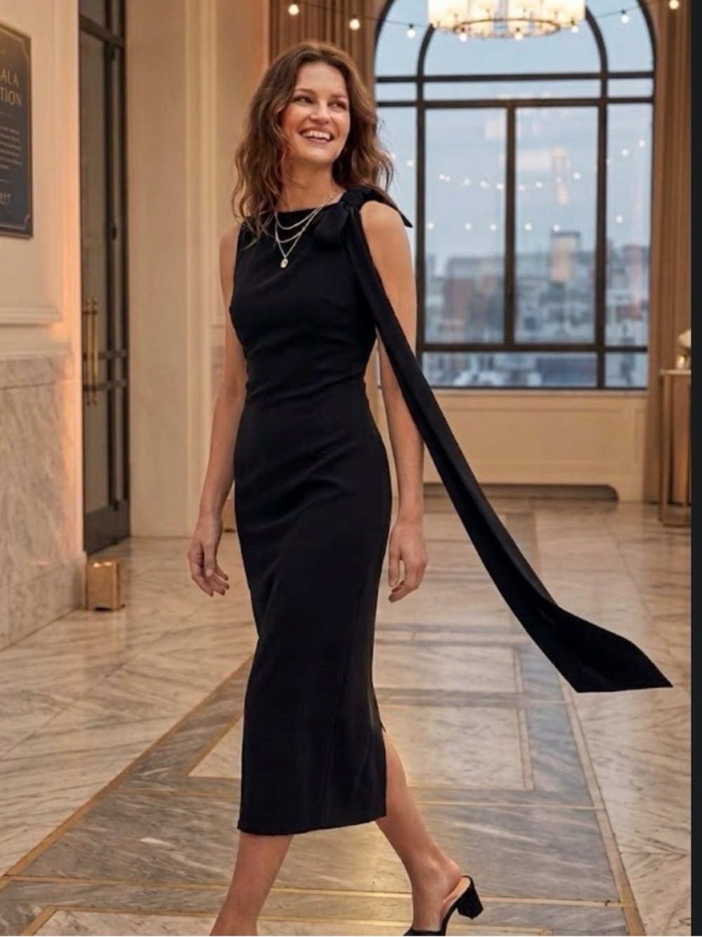 Black Convertible One Shoulder Evening Dress Formal Gown Size Medium